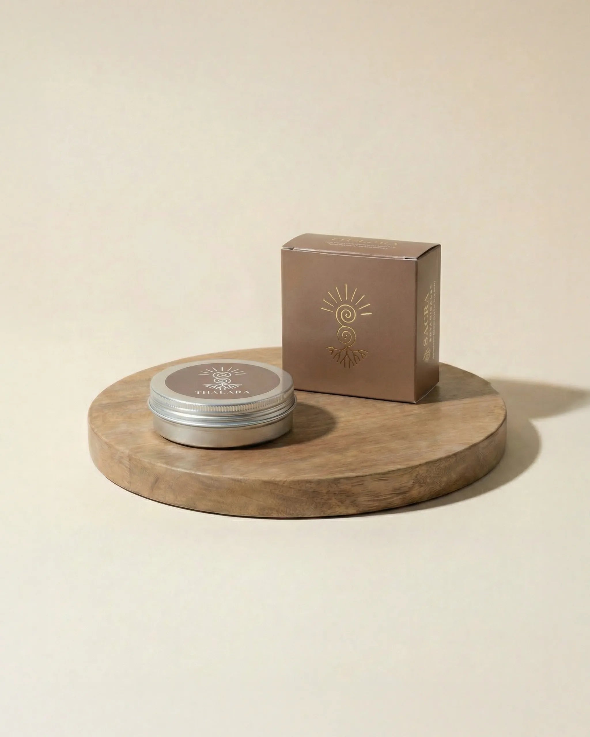 Blend botanic Thalara - cutie bronz si recipient metalic Sacra Botanicals