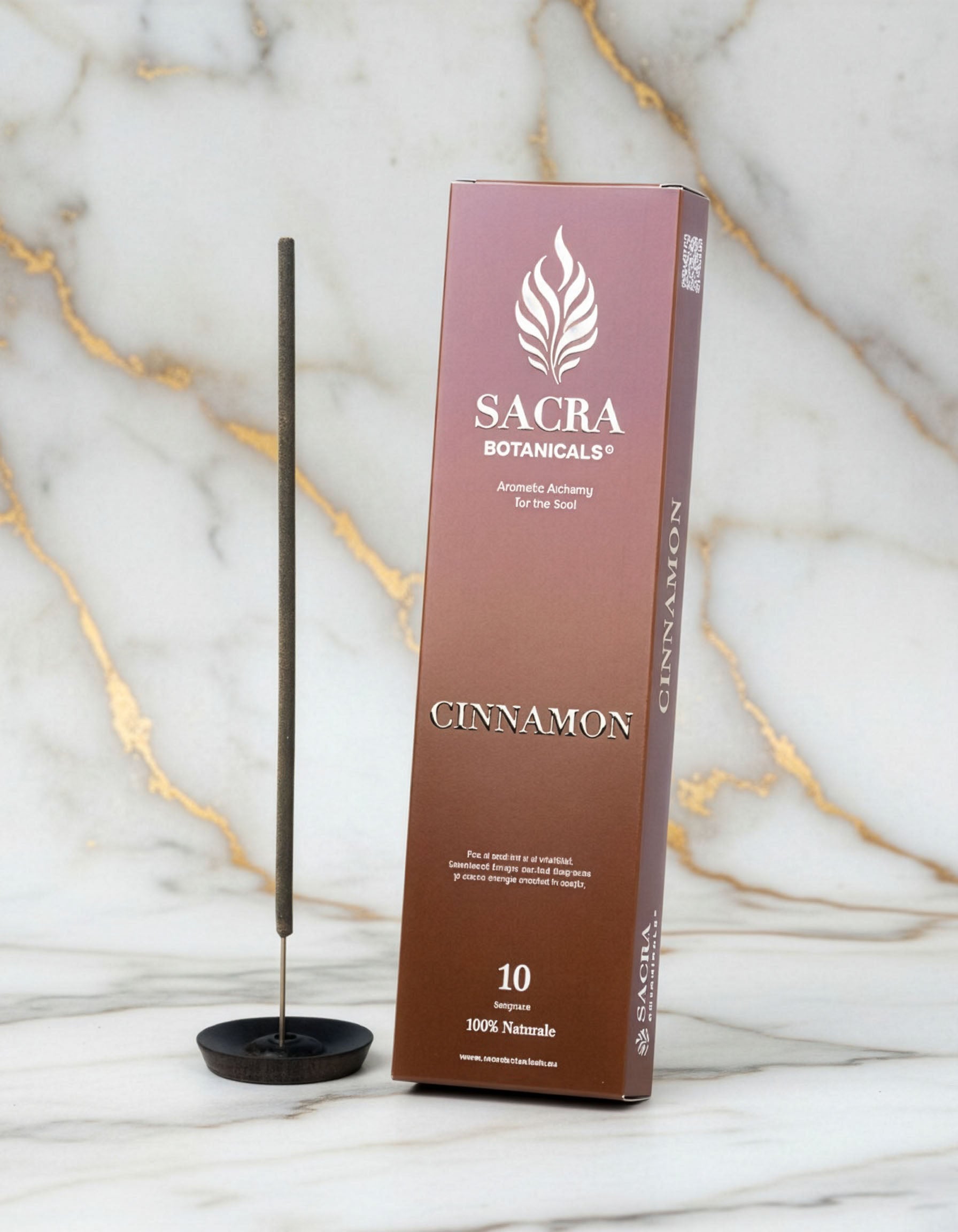 Betisor aromatic Cinnamon Sacra Botanicals, scortisoara naturala, prezentare produs cu ambalaj