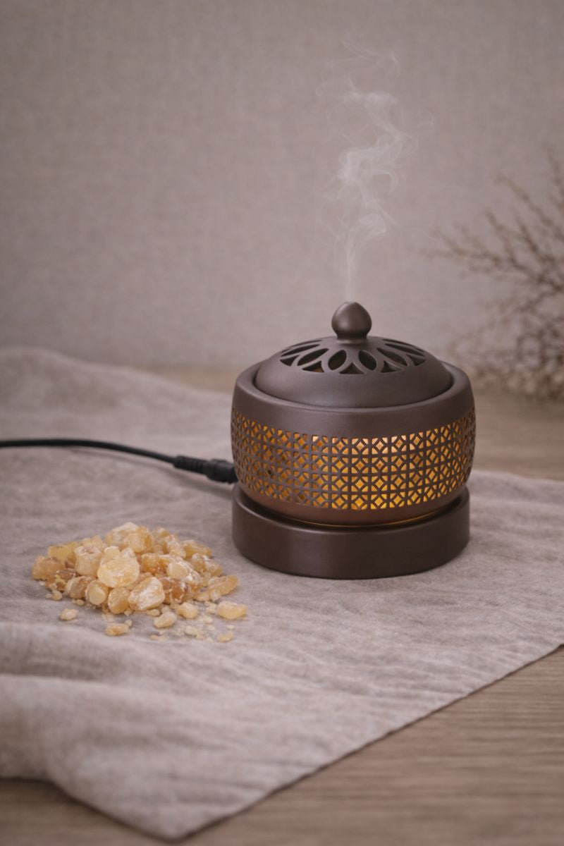 Incalzitor electric din ceramica utilizat cu tamaie naturala, pentru incalzire lenta si controlata