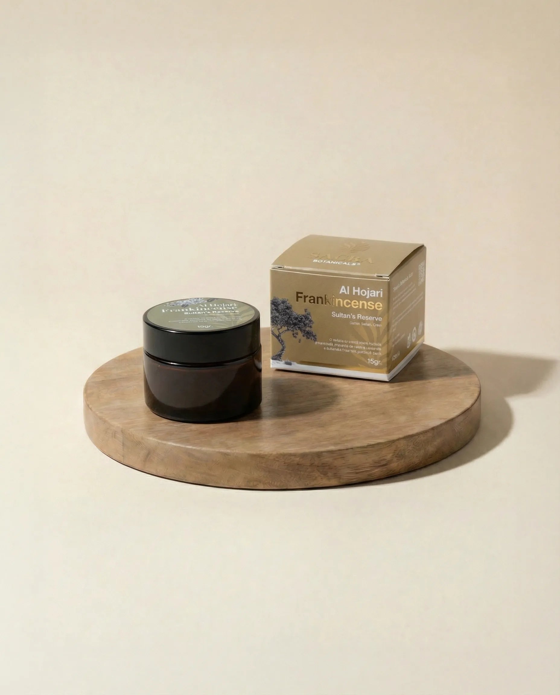 Tamaie Boswellia Sacra Sultans Reserve - borcan amber si cutie Sacra Botanicals